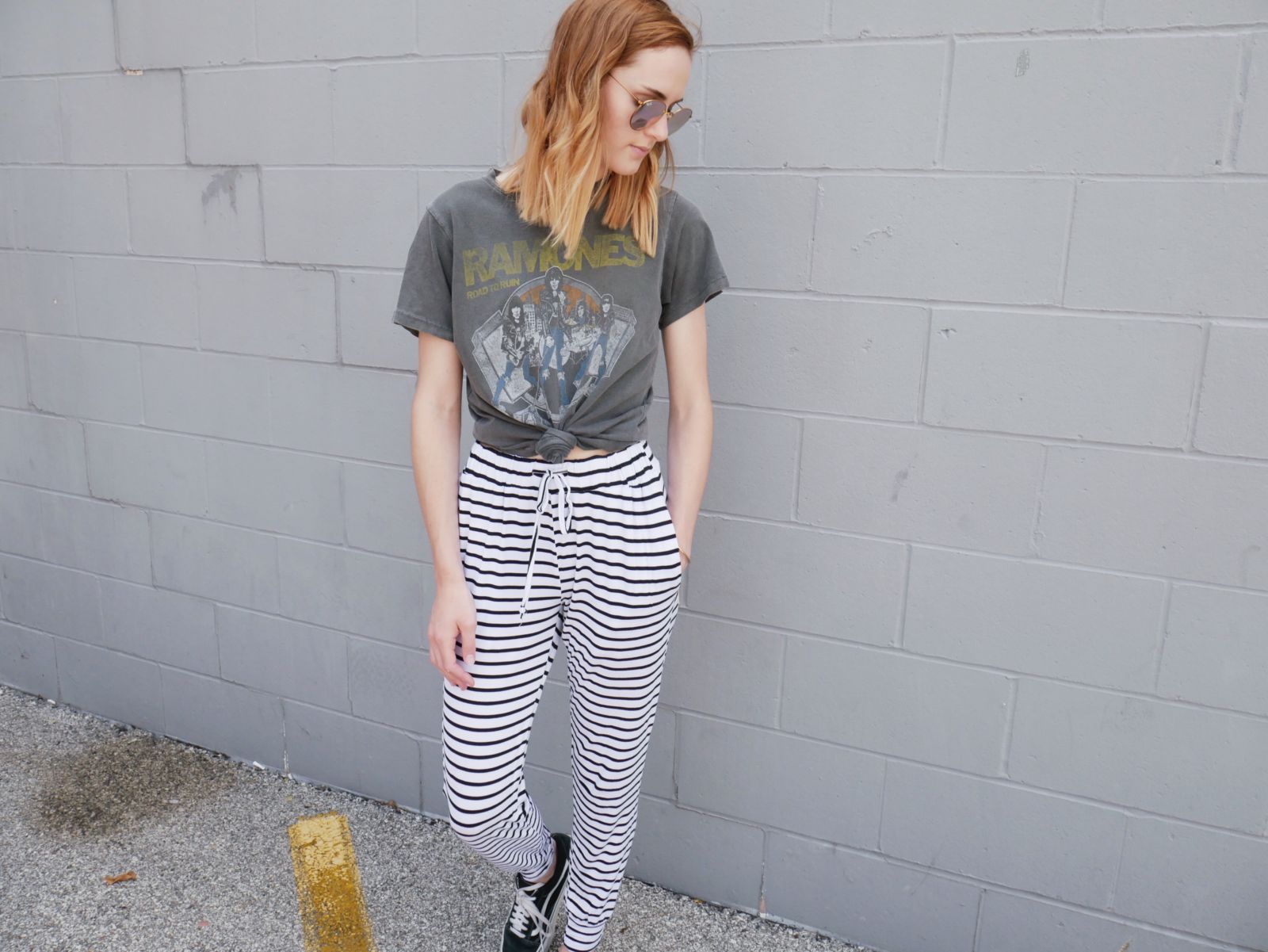 black and white striped pants brandy melville